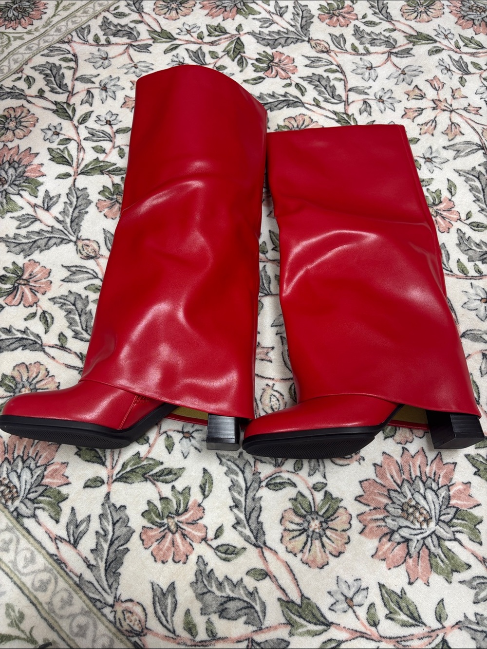 Red Knee-High Leather Boots – Women's Fashion Boot - Picture 3 of 7